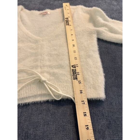 Y2K Little Moss White Fuzzy Crop Sweater Size S - Picture 4 of 4